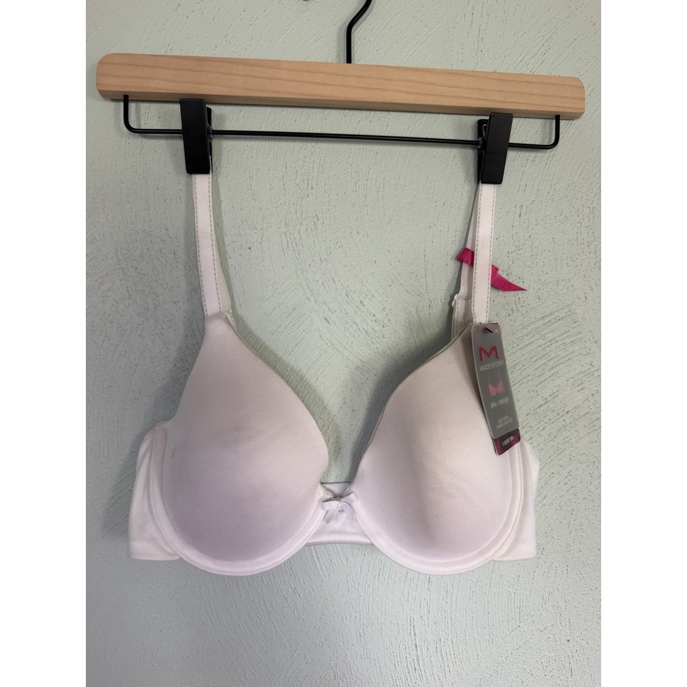 Maidenform White Underwire T-Shirt Bra Demi Coverage 09402 White 34D